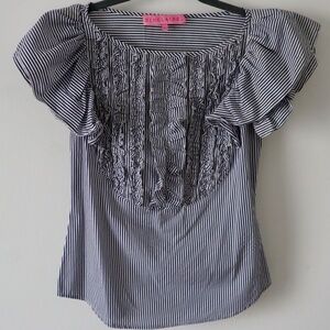 Sinclaire Striped Preppy Flutter Sleeve Top